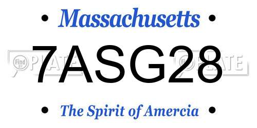 7ASG28 Massachusetts License Plate