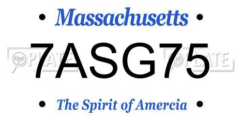 7ASG75 Massachusetts License Plate