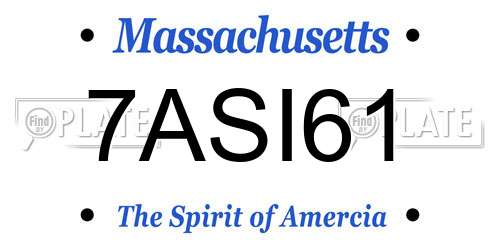 7ASI61 Massachusetts License Plate