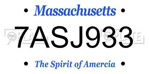 7ASJ933 Massachusetts License Plate