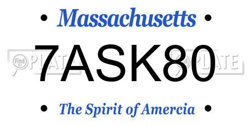 7ASK80 Massachusetts License Plate