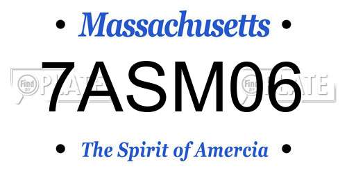 7ASM06 Massachusetts License Plate