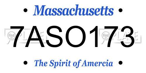 7ASO173 Massachusetts License Plate