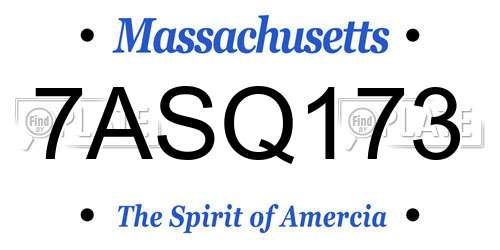 7ASQ173 Massachusetts License Plate
