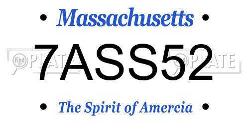 7ASS52 Massachusetts License Plate