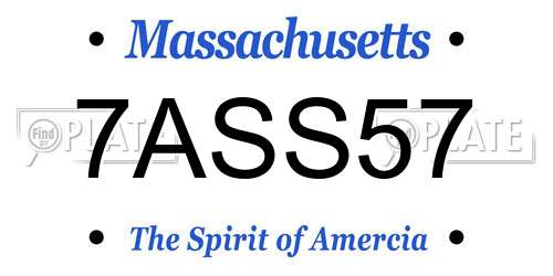 7ASS57 Massachusetts License Plate