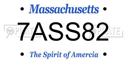 7ASS82 Massachusetts License Plate
