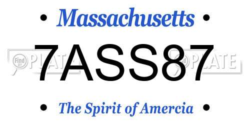 7ASS87 Massachusetts License Plate