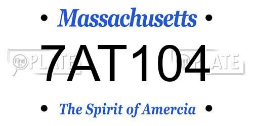 7AT104 Massachusetts License Plate