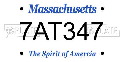 7AT347 Massachusetts License Plate