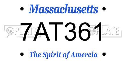 7AT361 Massachusetts License Plate