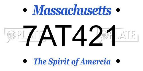 7AT421 Massachusetts License Plate