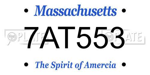 7AT553 Massachusetts License Plate