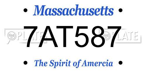 7AT587 Massachusetts License Plate