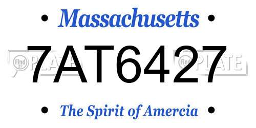 7AT6427 Massachusetts License Plate
