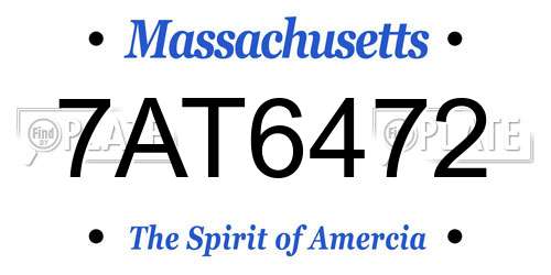 7AT6472 Massachusetts License Plate