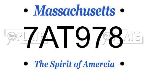 7AT978 Massachusetts License Plate