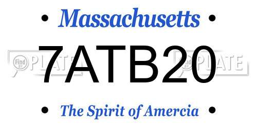 7ATB20 Massachusetts License Plate