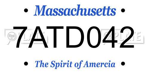 7ATD042 Massachusetts License Plate