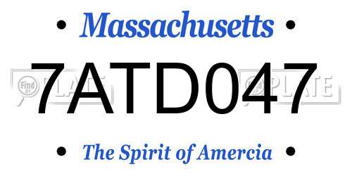 7ATD047 Massachusetts License Plate