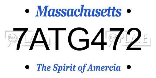 7ATG472 Massachusetts License Plate