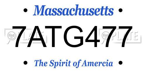 7ATG477 Massachusetts License Plate