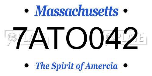 7ATO042 Massachusetts License Plate
