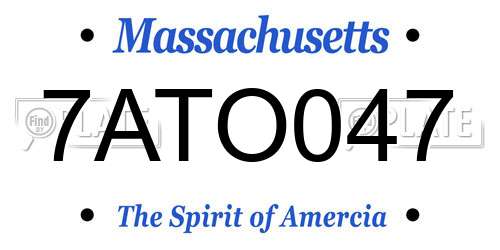 7ATO047 Massachusetts License Plate