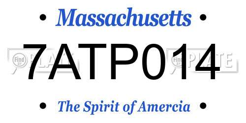 7ATP014 Massachusetts License Plate