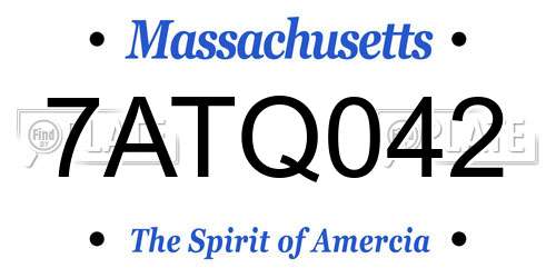 7ATQ042 Massachusetts License Plate