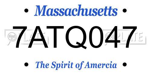 7ATQ047 Massachusetts License Plate