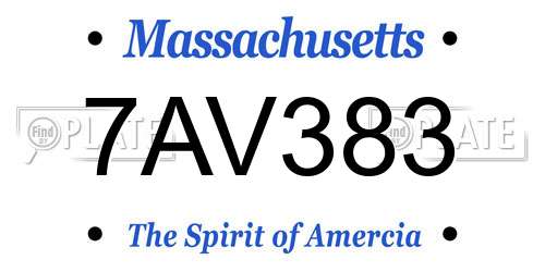 7AV383 Massachusetts License Plate