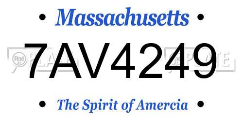 7AV4249 Massachusetts License Plate