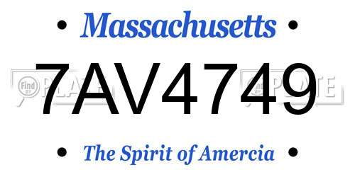 7AV4749 Massachusetts License Plate