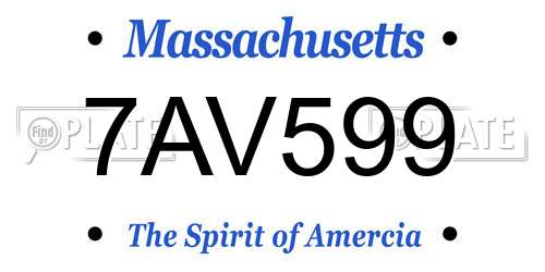 7AV599 Massachusetts License Plate