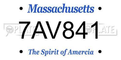 7AV841 Massachusetts License Plate