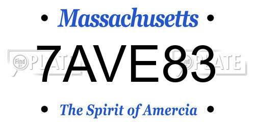 7AVE83 Massachusetts License Plate
