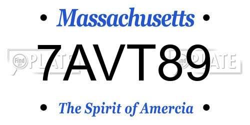 7AVT89 Massachusetts License Plate