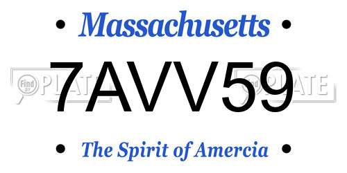 7AVV59 Massachusetts License Plate