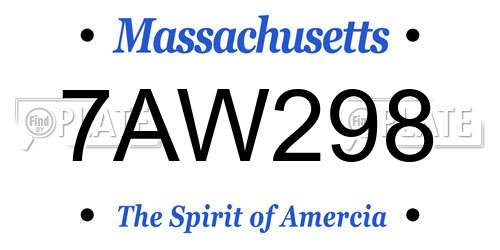 7AW298 Massachusetts License Plate