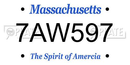7AW597 Massachusetts License Plate