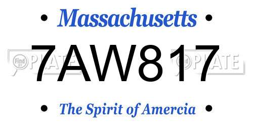 7AW817 Massachusetts License Plate