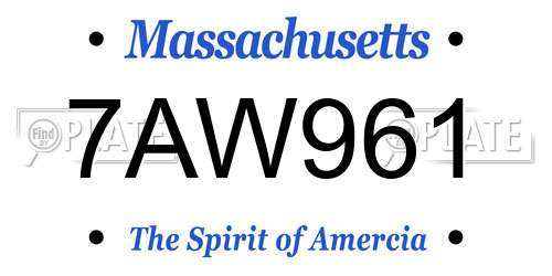 7AW961 Massachusetts License Plate