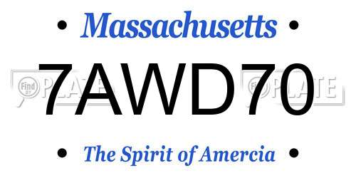 7AWD70 Massachusetts License Plate