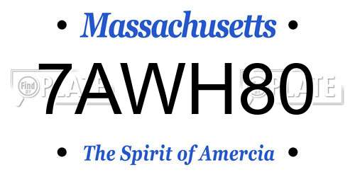 7AWH80 Massachusetts License Plate