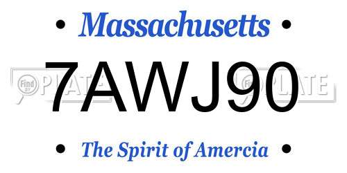 7AWJ90 Massachusetts License Plate