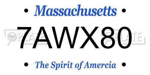 7AWX80 Massachusetts License Plate
