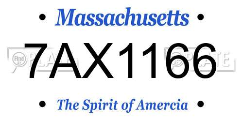 7AX1166 Massachusetts License Plate