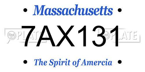 7AX131 Massachusetts License Plate