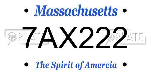 7AX222 Massachusetts License Plate
